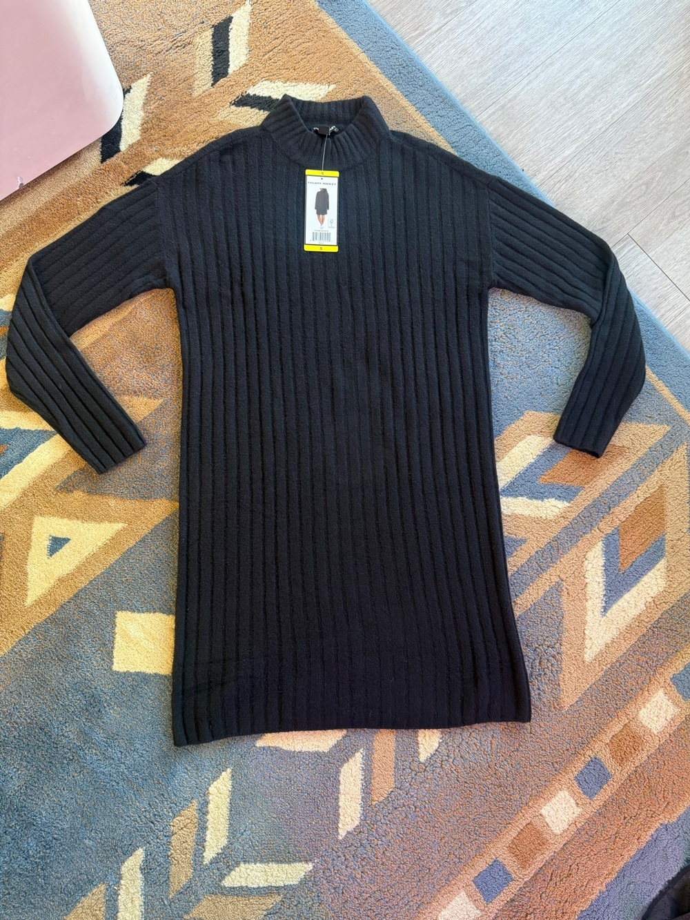 Black Ribbed Turtleneck Sweater Dress (NWT)